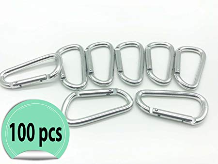 Mose Cafolo 2" / 3" D Shape Aluminum Carabiner 50pcs / 100pcs Spring Belt Clip Key Chain Silver Wholesale