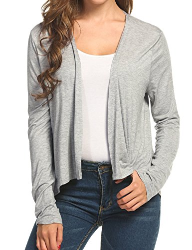 Beyove Women's Classic Soft Long Sleeve Open Front Cropped Cardigan