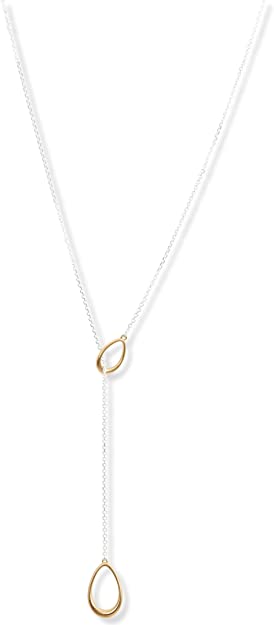 Lucky Brand Teardrop Link Lariat Necklace, Two Tone, One Size (JWEL4771)