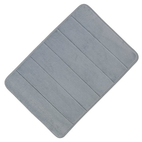 GUDLUK Microfiber Bath Mats Soft Non-slip Absorbent Memory Foam Bath Rugs, 17 x 24 inch, Grey