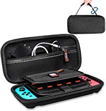 Carrying Case for Nintendo Switch with Nylon Zipper Slider - Ergonomic and Hard Protective Shell for Travel - Protects from Scratch, Dents & Bumps - Pouch Holder for Gaming Accessories