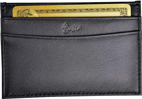 Royce Leather Minimalist Credit Card Case Wallet in Leather, Black, One Size