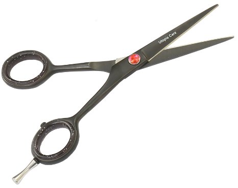 Utopia Care 55 Professional Black Barber Razor Edge Hair Cutting Shears  Scissors with Finger Inserts Sharp Blades for Easy Hairstyling and Trimming in the Home or Barbershop 100 Japanese Stainless Steel Resists Tarnish and Rust Easy to Disinfect