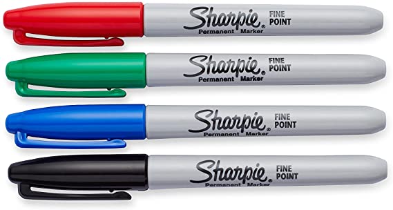 Sharpie Permanent Markers, Fine Point, Assorted Colors, 4-Pack (30074)