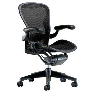 Herman Miller Classic Aeron Task Chair: Tilt Limiter w/Seat Angle Adj - Lumbar Pad - Fully Adj Vinyl Arms - Standard Carpet Casters