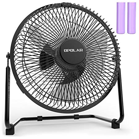 OPOLAR 9 inch USB Rechargeable Desk Fan with 6700mAh Capacity, Long Working Time, Good Airflow,Whisper Quiet, Two Settings, Personal Cooling Fan for Home & Office & Hurricane & Camping