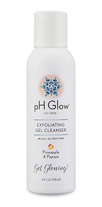pH Glow Skin Care Daily Exfoliating Face Wash 100% Pure Natural Enzymes Exfoliate to Brighten and Reveal Your Best Face. AntiAging, pH Balanced, Purifying Cleanser. No paraben/SLS, Fragrance Free