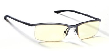 Gunnar Optiks ST003-C012 Emissary Semi-Rimless Advanced Computer Glasses with Squared Off Lenses and Amber Tint, Graphite Frame Finish
