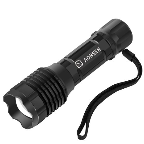 Aonsen Tactical LED Flashlight - XML CREE-T6,Zoomable,5 Modes