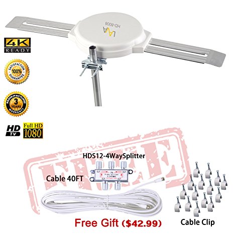 LAVA HD8008 360 Degree Omnidirectional HD TV 4K Omnidirectional TV Antenna Top Rated OmniPro HD-8008   Installation Kit
