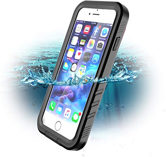 SPORTLINK Waterproof Case for iPhone 8 / iPhone 7, Shockproof Full-Body Rugged Cover Case with Built-in Screen Protector (Black)