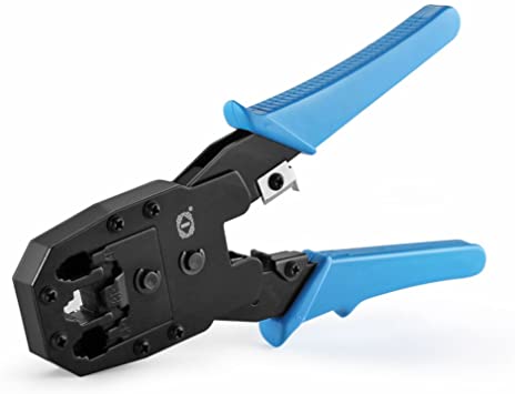 TNP RJ45 Crimper Network Cable Crimping Pliers Cutter   Wire Stripper Knife for RJ45 8P8C, RJ12 6P6C, RJ11 4P4C PC Ethernet LAN Networking Tool Kit - Compatible with CAT5 CAT5e CAT6 CAT7 Plug