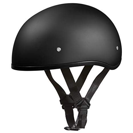Daytona Helmets Motorcycle Half Helmet Skull Cap - Dull Black 100% DOT Approved
