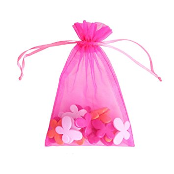 OurWarm 100pcs Organza Pouch Bag Drawstring 5"x7" 13x18cm Strong Gift Candy Bag Jewelry Party Wedding Favor Hot Pink