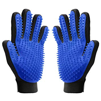 MUDEELA Pet Grooming Glove - Deshedding Brush Gloves for Dogs Cats - Pet Hair Remover Gloves for Long & Short Fur - Pet Glove Hair Removal (One Pair)