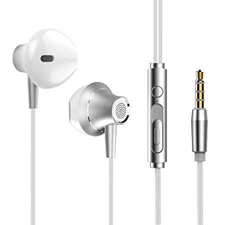 Earphones with Mic and Volume Control Noise Isolating In-ear Headphones Earbuds for Running Gym Fits for iPhone 6S Plus 6 SE 5S Samsung Galaxy S9 Plus S8 S7 S6, Nokia, HTC, Nexus, BlackBerry 3.5 mm Headset