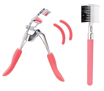 Danielle Enterprises Soft Touch Duo Eyelash Curler and Lash Comb Kit, Coral