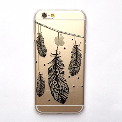 iPhone 6 Case,LUOLNH Henna Series Hang Feather Clear Hard Plastic Case Cover for iPhone 6/6s 4.7 inch