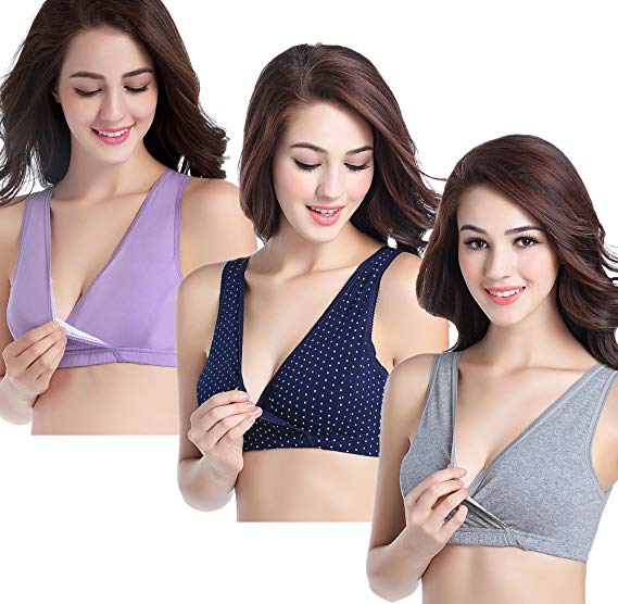 CAKYE 3 Pack Women's Maternity Nursing Bra For Sleep and Breastfeeding