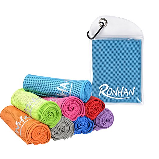 RONHAN Cooling Towel, Ice Towel, Soft Breathable Chilly Towel for Sports, Workout, Fitness, Gym, Running, Golf, Yoga, Pilates, Travel, Camping & More