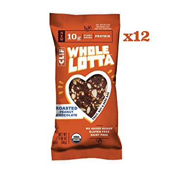 CLIF Bar, Clif Whole Lotta - Roasted Peanut Chocolate - Organic Protein Bars, Fruit & Nut & Seed Bars - Gluten Free & Vegan Snacks (1.98 Ounce Protein Bars, 12 Count)