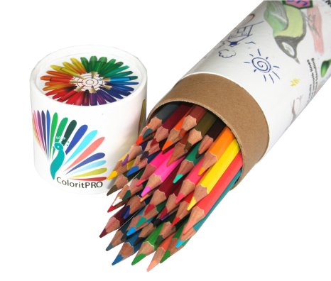 Colored pencils drawing ● watercolor coloring pencils ● color draw 48 pencil set ● delivered in handy portable pencils box.