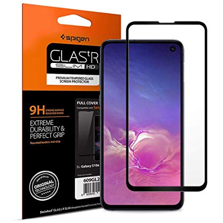 SPIGEN Glas.tR Slim Full Cover Screen Protector Designed for Samsung Galaxy S10e (2019) 9H Tempered Glass - Black