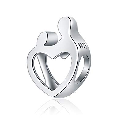 Mothers Day Charms 925 Sterling Silver Mother and Daughter Son Bead Charm for Bracelets Heart Family Jelellery