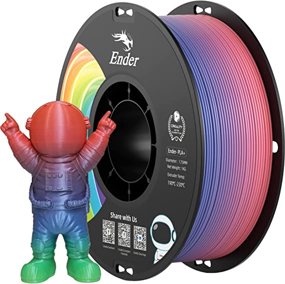 Creality PLA Filament Pro Rainbow, 1.75mm 3D Printer Filament, Ender PLA   (Plus) Printing Filament, 1kg(2.2lbs)/Spool, Dimensional Accuracy ±0.03mm. Fit Most FDM Printer