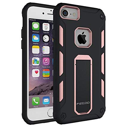 6S Case,[iPhone 7 iPhone 6 iPhone 6s universal shell] Impact Resistant Heavy Duty ShockProof Rugged Impact Armor Hybrid Kickstand Protective Cover Case for iPhone 7 / 6 / 6s (4.7) (Rose Gold)