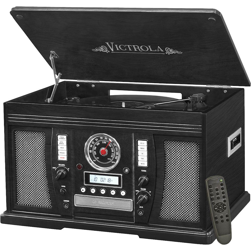 Victrola - Aviator 7-in-1 Bluetooth Stereo Audio system - Black