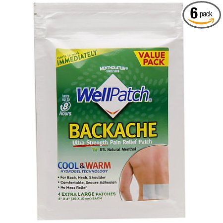 WellPatch Pain Backache Relieving Pads, Extra Large, 4-Count Boxes (Pack of 6)