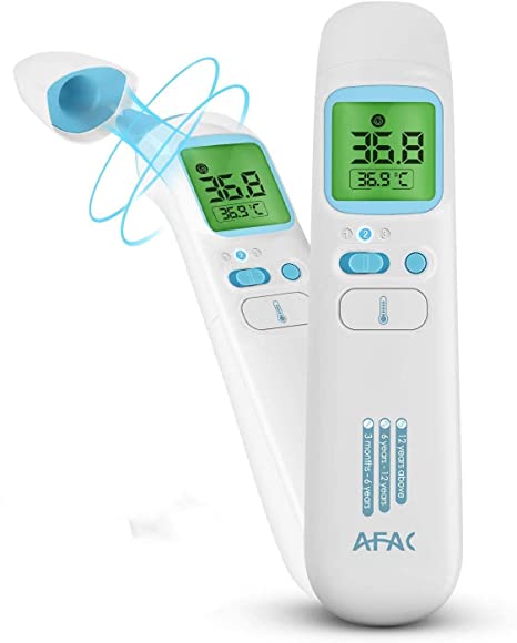 Thermometer for Adults, AFAC Infrared Digital Thermometer, Forehead Ear and Object Mode Switchable with Magnetic Cover, No Touch Thermometer for Baby Kids, 4 Color Display, 40 Data Memory