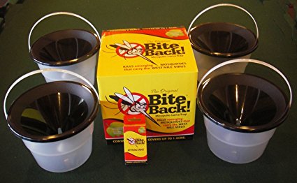 1 Box of 4 Bite Back! Mosquito Larva Traps   3 Month Supply of Water Conditioning Attractant