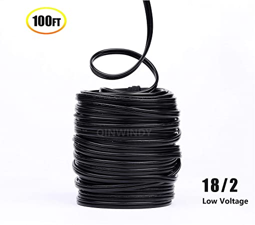 Low Voltage Landscape Lighting Cable 18/2 SPT-1 Bulk Lamp Cord，300 Volt 18 Gauge，100 ft Spool，Black,UL Listed
