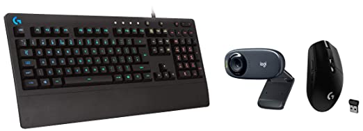 Logitech G G213 Prodigy USB Gaming Keyboard (Black) & Logitech G304 Lightspeed Wireless Gaming Mouse, Black & Logitech C310 Digital HD Webcam with Widescreen HD Video Calling, (Black, HD 720p/30fps)