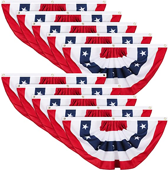 Tatuo Patriotic Decorations, 4th of July Pleated Fan Flags American US Bunting Flag Stars and Stripes Flag Banner for Independence Day Memorial Day and Labour Day (10 Pieces,1.5 x 3 feet)