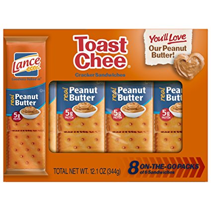 Lance Sandwich Crackers, Toastchee Peanut Butter, 8-Count Box