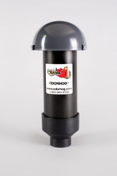 Odorhog Vent Pipe Filter Black ABS (1.5) Inch w/ Mushroom Cap