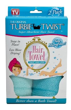 Turbie Twist Microfiber Hair Towel 2 Pack Light Aqua - Dark Aqua