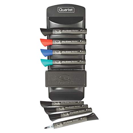 Quartet Whiteboard Accessory Caddy, Includes 8 Dry Erase Markers and 1 Eraser (558)