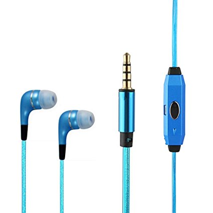 Skylarking® Visible Flashing Glowing LED Light up Cable In-ear Wired 3.5mm Stereo Hands Free Headphone Headset Earbud Earplug with Mic for All Smartphone, Ipod, Mp3 Player and Tablet (Blue)