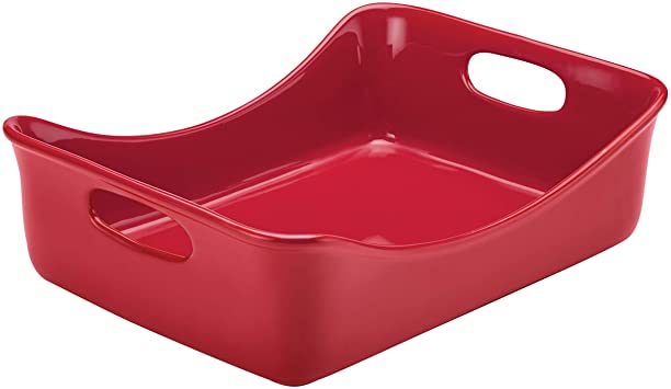 Rachael Ray Ceramics Rectangular Baker, 9-Inch by 12-Inch, Red