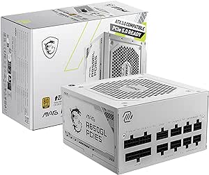 MSI MAG 850GL PCIE 5 White Gaming Power Supply - Full Modular - 80 Plus Gold Certified 850W - Compact Size - ATX PSU