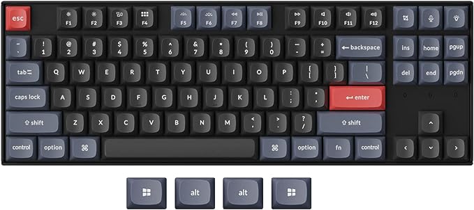 Keychron K8 Pro QMK/VIA Wireless Mechanical Keyboard, Hot-Swappable TKL Custom Programmable Macro Wired Keyboard with Gateron G Pro Red Switch, RGB Backlit, PBT Keycaps for Mac Windows Linux