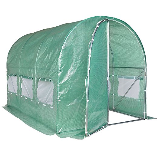 VonHaus Polytunnel Greenhouse 3m x 2m - Walk-In Pollytunnel Tent with Steel Frame and Steel Frame Door