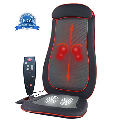 IDODO Shiatsu Full Back Massage Seat Cushion Massager Pad with Heat, Deep Soothing Kneading, Rolling and Vibrating for Office Chair and Car