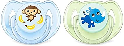 Philips Avent Classic Soother 6-18 Months, Pack of 2 (Monkey/Rhino) - SCF169/27