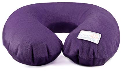 Inflatable Travel Neck Pillow, U-Shape with Washable Soft Cover (Purple)