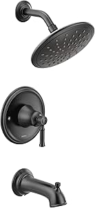 Moen T2283EPBL Dartmoor Tub Shower Faucet System with Rainshower Showerhead Without Valve, Matte Black